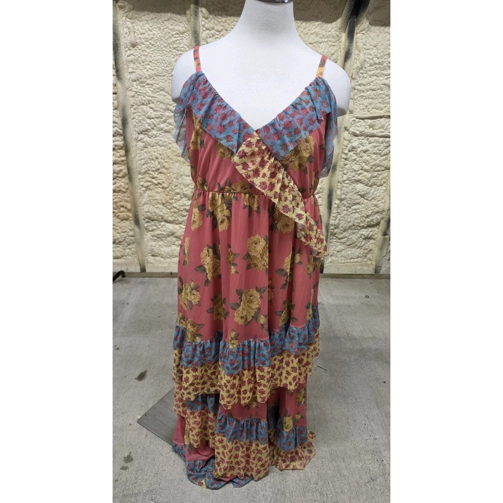Torrid x Betsey Johnson Maxi Ruffle Dress Size 4X Asymmetrical Tiered Floral NWT
